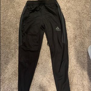 Men’s Adidas black joggers with grey stripe